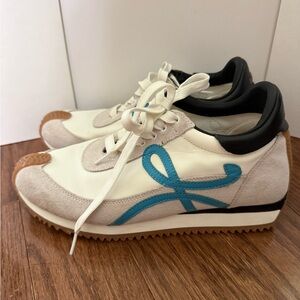 White and Blue Loewe Sneakers